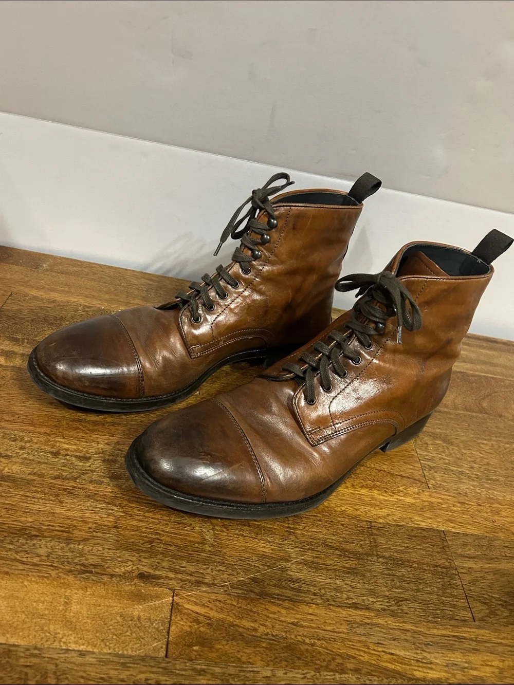 To Boot New York Adam Derrick Burkett Cognac Cap Toe Lace-Up Boot size 10 1/2